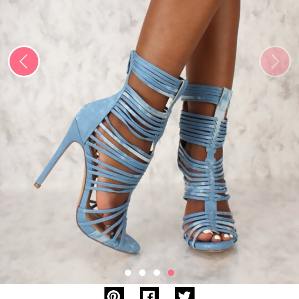 Denim booties